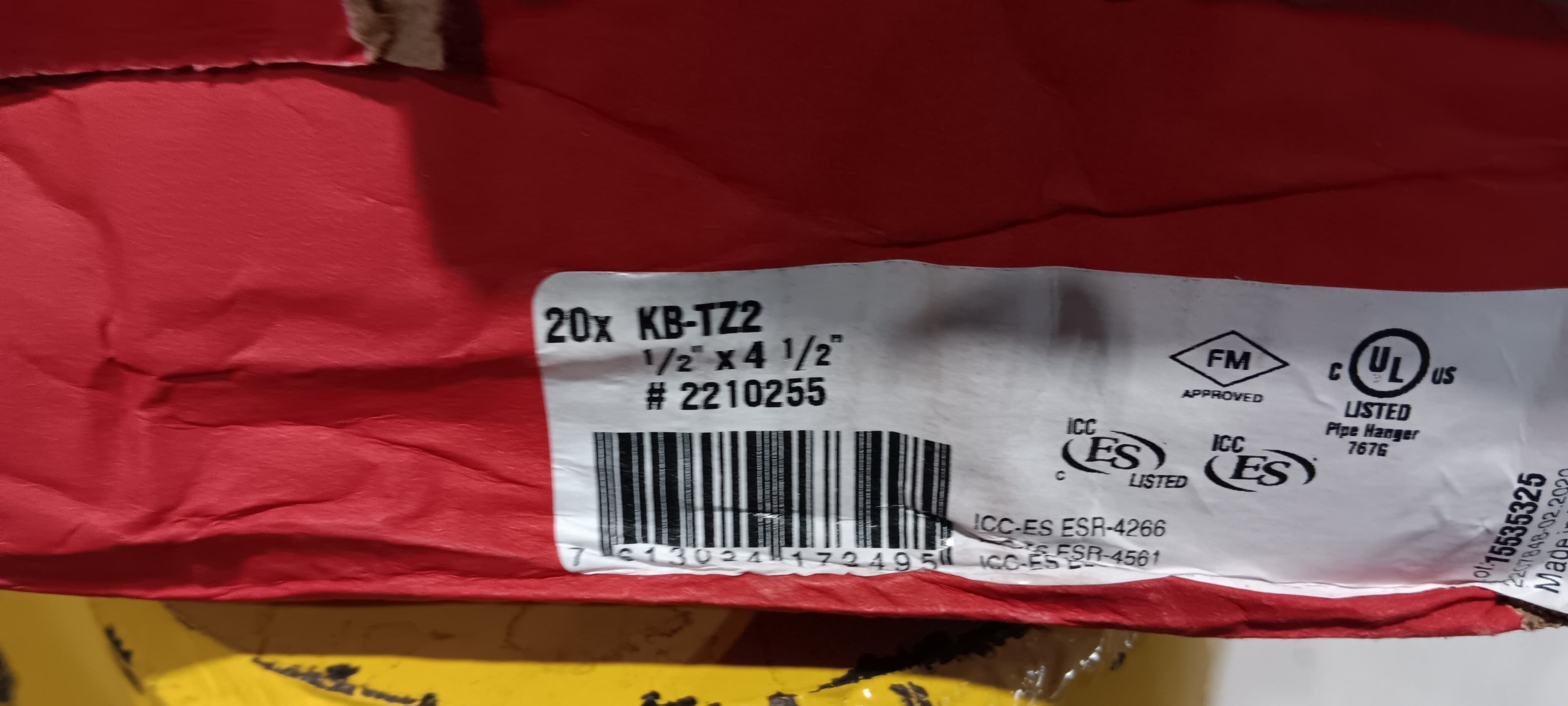 Hilti Anchors - 1/2" x 4 1/2